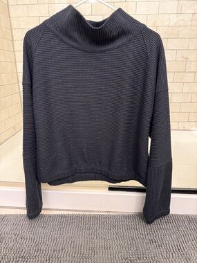 Prana Mock Turtleneck Ribbed light Pullover Sweater - Charcoal